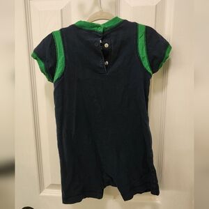 Navy blue w/ green, Romper, dinosaur outfit, 18 to 24 months